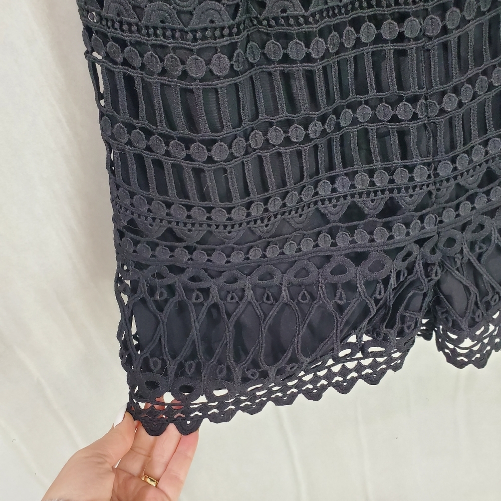 Adelyn Rae Black Fitted Lace Lined Romper Keyhole Front Comfortable Dressy Boho - Picture 5 of 11